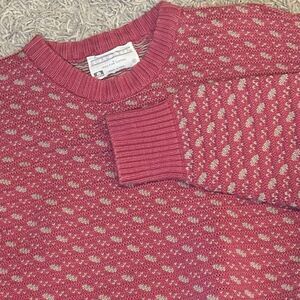 LORD JEFF XL Men's SWEATER Cable Knit Chunky 100% Cotton Fisherman‎ USA PINK